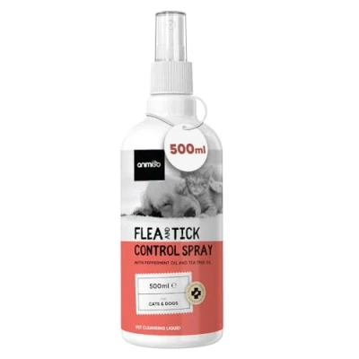 Image of Flea Spray for the Home Dogs &amp; Cats 500ml Lick safe Fast Acting With Essential Oils to Control Ticks, Lice Mites House Cats&#039; Bed, Carpet Furniture