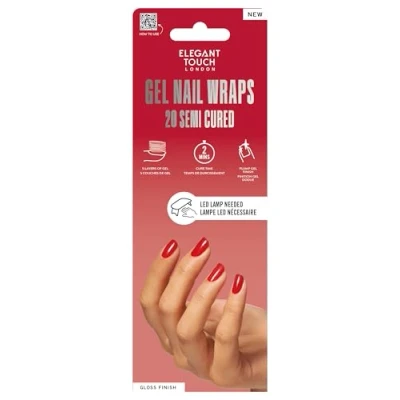 Image of Elegant Touch Semi Cured Gel Nail Wraps Ruby Rouge 20s