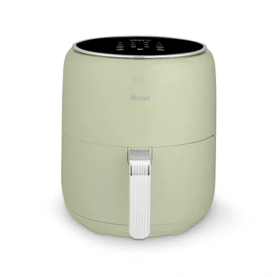 Image of Swan SD10513GRN Retro Digital Air Fryer with Cyclone Technology, 8 Pre Set Cooking Options, Adjustable Temperature, 4.5L 1500W, Green