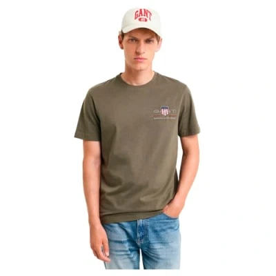 Image of GANT Men&#039;s Reg Archive Shield Emb Ss T Shirt , Juniper Green,3XL