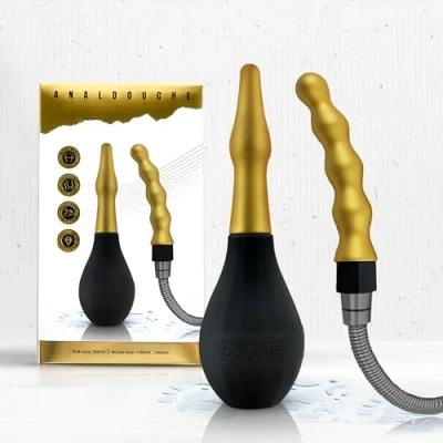 Image of 2 in 1 Enema Douche Soft Silicone Backflow Prevention Function Valve Interchangeable Heads Standard and Shower