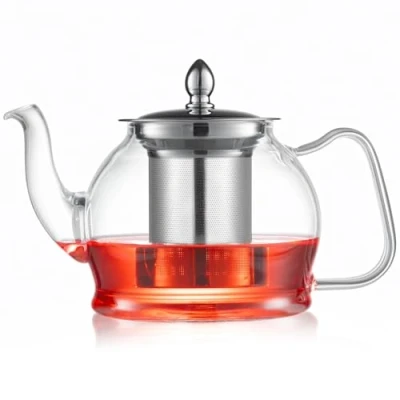 Image of Spring Chef Clear Glass Tea Pot with Infuser, Removable Infuser Handmade, Heat Resistant Borosilicate Teapot Strainer 850ml/28.74oz