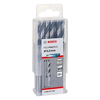 Image of Bosch Professional 10 Piece PointTeQ HSS Twist Drill Bit (for Metal, 6.6 x 63 101 mm, Driver Accessories)