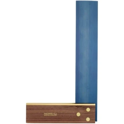 Image of Footprint Tools 9&quot; Walnut Carpenters Square Anti Rust Chemically Blued Hardened Steel Blade. Stock Highly Resistant to Wear and Tear. Mark Check Right Angles in Woodwork Carpentry.