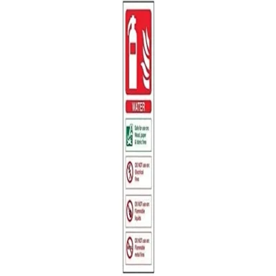 Image of V Safety Water Id Fire Extinguisher Sign 75mm x 200mm Self Adhesive Vinyl