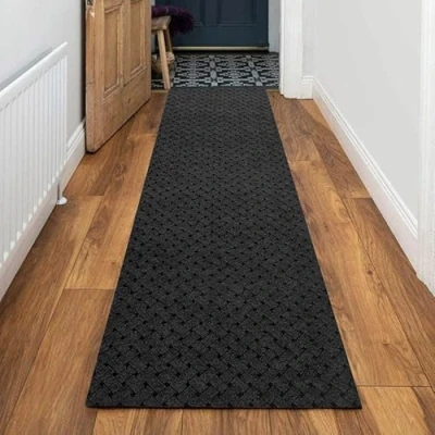 Image of eXtreme Carpet Runner for Hallways, Kitchen, &amp; Living Room Sturdy, Washable, Lightweight Custom Length Narrow Rug Non Slip Rubber Backed 66cm Wide x 457cm Long Vectra Anthracite