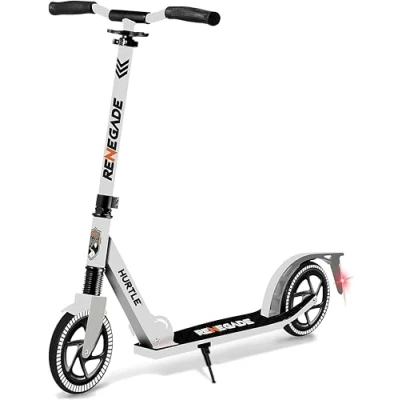 Image of Hurtle Scooter for Kids Ages 8+, Adult Foldable w/ 200mm Big Wheels, 2 Wheel Stunt Scooters Teenagers, Lightweight Kick Scooter, Adjustable Handlebar, Alloy Anti Slip Deck w/Carrying Strap