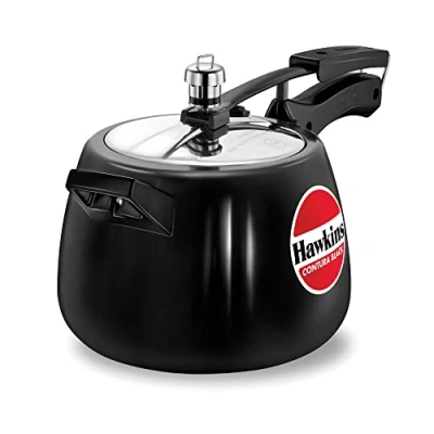 Image of Hawkins Contura Black 4 Litre Pressure Cooker, Hard Anodised Handi (CB40)