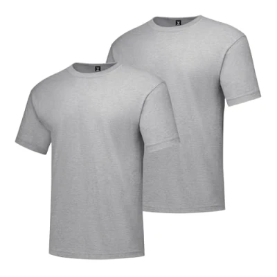 Image of Hanes Mens Beefy Short Sleeve Tee Value Pack (2 Pack) (Availble in Tall) Athletic Shirts, Light Steel, S UK