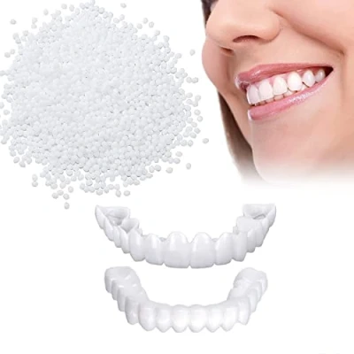 Image of Flipped Warmth 2 Pairs Dentures Veneers Teeth Instant Perfect Smile False Temporary Fake Snap on Comfort Top And Bottom