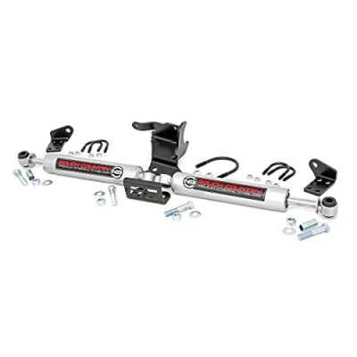 Image of Rough Country N3 Dual Steering Stabilizer (fits) 2018 2020 Jeep Wrangler JL Gladiator JT 2.5 Up of Lift 87304