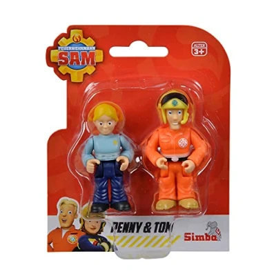 Image of Fireman Sam Figures Double Set, 2 Assorted Designs, Only One Item Delivered, and Rose or Penny Tom, Figure 7 cm, Movable, from 3 Years