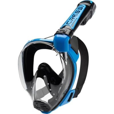 Image of Cressi Duke Full Face Snorkel Dry Mask Available in Standard Version or with Action Cam Holder, Adult Unisex, Black / Blue, S/M