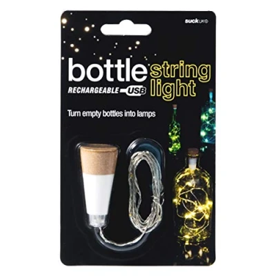 Image of Suck UK Bottle String light USB Lights With Cork Lamp Kit &amp; Battery Operated For Bottles And Jars LED Rechargeable Single Pack