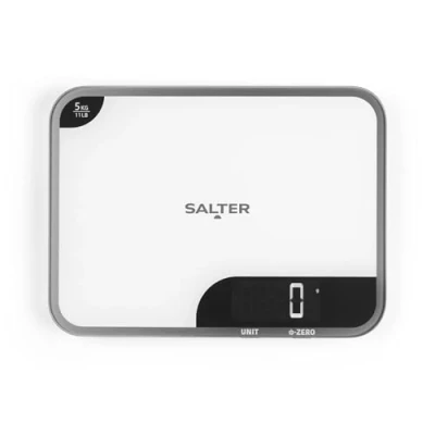Image of Salter 1064 WHDR Digital Kitchen Scale 5kg Capacity, Easy Read Display, Add &amp;Weigh/Tare Function, Measure Liquids in ml/fl.oz, Glass Platform For Baking &amp; Cooking, Batteries Included, 17 x 23 1cm