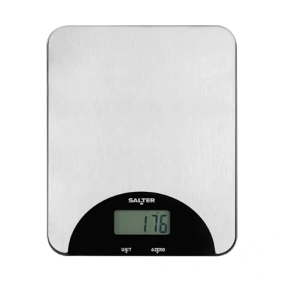 Image of Salter Stainless Steel Electronic Scale Kitchen Weighing Scale, LCD Display, Measures Liquids, 5kg/11lbs Max Capacity, Multifunctional, Perfect for Home Baking, Cooking, Digital display