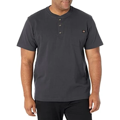Image of Dickies Men&#039;s Heavyweight Henley, Charcoal, XXXL