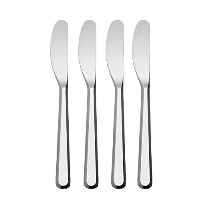 Image of Alessi BG02/37S4 Amici Set of 4 Butter Knives, 18/10 Stainless Steel, Silver