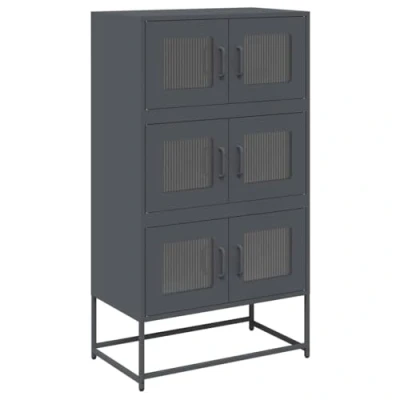 Image of vidaXL highboard anthracite steel cabinet 68x39x123 cm modern sideboard for kitchen/dining room/living room
