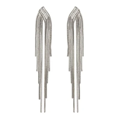 Image of Clip On Earrings Silver Plated Drop With Strands Bracha S