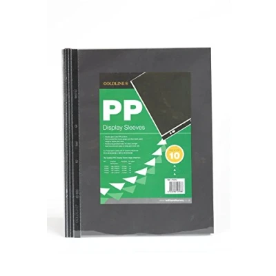 Image of Clairefontaine Ref PDSA3Z Goldline Transparent Display Sleeve Pockets (Pack of 10 Pockets) A3 Size (435 x 325mm), 3 Holes, 150 Microns Thick, PVC Material