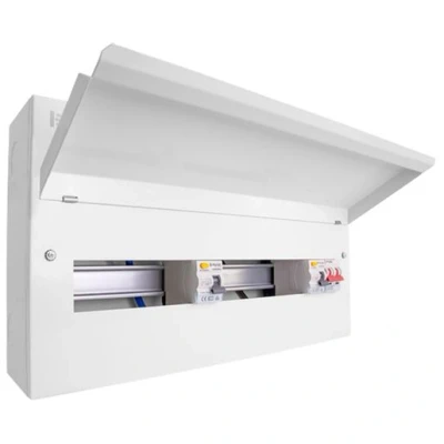 Image of Click Elucian 22 Way Metal Consumer Unit with 100A Mains Switch + 2 x 80A 30mA RCD (16 Useable Ways)
