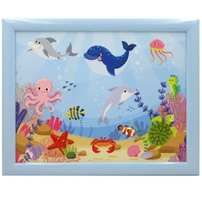 Image of Kids Lap Tray Blue Sea Life Toddlers Boys Girls Children Tableware Bed