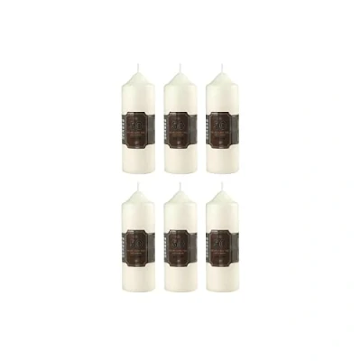 Image of Pillar Candles Pack of 6 Long Burning Large Candle 5cm x 15cm with 50 Hours Burn Time Dripless, Smokeless, Unscented Church Ideal for Weddings, Spa and Parties