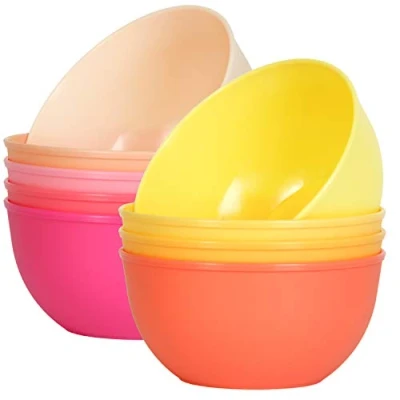 Image of Youngever 9 Pack 300ml Small Plastic Bowls, Kids Toddler Bowls Set of in Assorted Colors (Pink)