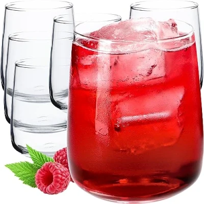 Image of KADAX Water Glasses, Set of 6, Drinking Transparent Glass Tumblers, Highball Glasses for Drinks, Kitchen Glassware (330 ml)
