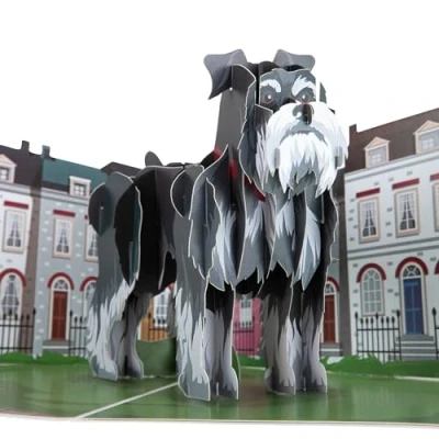 Image of Cardology Miniature Schnauzer Pop Up Card 3D Dog Birthday Card, Fathers Day Cards, Mother&#039;s Lover Gifts Handmade
