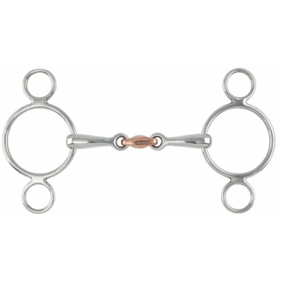 Image of Shires Equestrian Two Ring Copper Lozenge Gag Bit 5.5&quot; Steel
