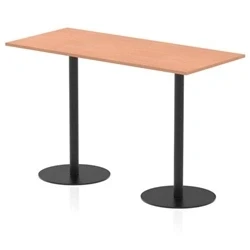 Image of Italia 1800 x 800mm Poseur Rectangular Table Beech Top 1145mm High Black Leg
