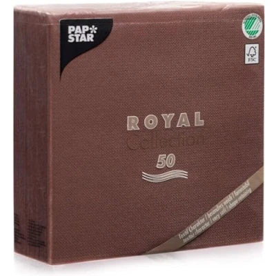 Image of PAPSTAR Royal Collection 10821 Serviettes with 1/4 Fold 40 x cm Brown Pack of 50