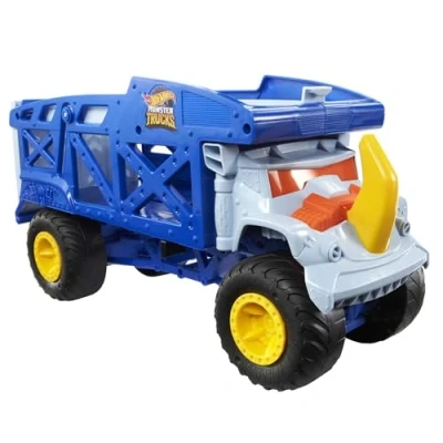 Image of Hot Wheels Monster Trucks Mover Rhino, Toy Car Hauler, Holds 12 1:64 Scale or 32 Wheels, With Ramp Launch, Gift for Kids 3 Years &amp; Up, HFB13
