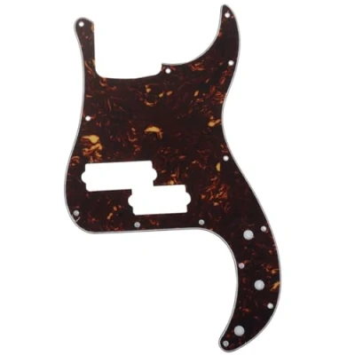 Image of Musiclily Pro 5 String 13 Hole Contemporary P Bass Pickguard for Fender Mexican Precision Bass, 4Ply Tortoise Shell