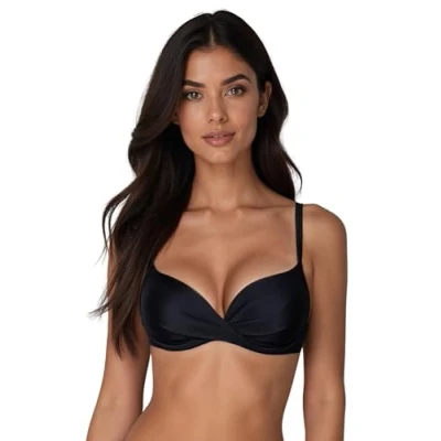 Image of Vivisence 3209 Underwired Bikini Top Padded Cups Removable Pads Made in EU, Black,38DD