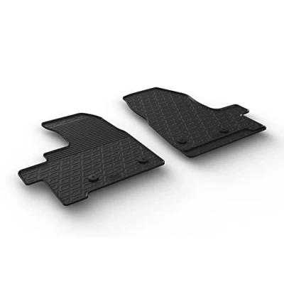 Image of Rubber car mats set (LHD) compatible with Ford Transit Custom Furgon/Kombi 2018 2022 (Automatic gear) (G profile 2 pieces + mounting clips)