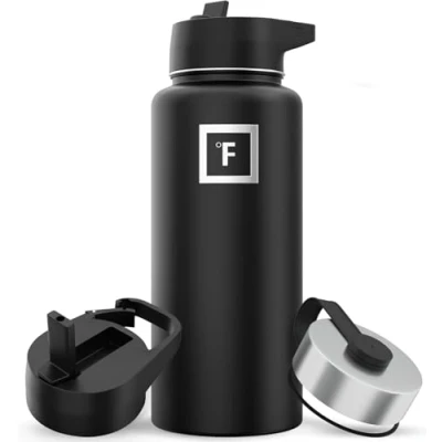 Image of Iron Flask Sports Water Bottle 32 Oz, 3 Lids (Straw Lid), Vacuum Insulated Stainless Steel, Modern Double Walled, Simple Thermal Mug, Hydro Metal