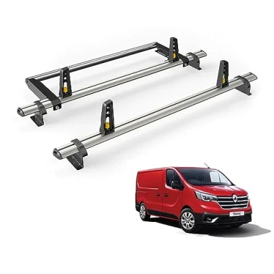 Image of Van Guard Roof Rack for Renault Trafic (2014+) 2 Bars + Rear Ladder Roller [Only Suitable Standard Models with Twin Doors] Ulti Bar VG315 2/VGR 01