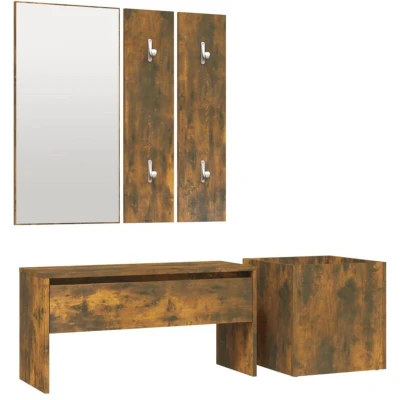 Image of vidaXL Hallway Furniture Set Smoked Oak Engineered Wood