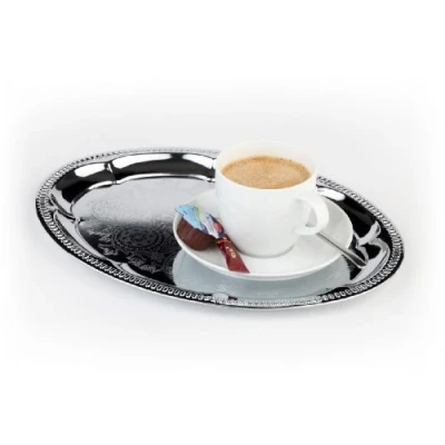 Image of APS Chrome Plated Stainless Steel Oval Tea Tray 300mm