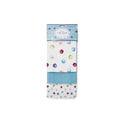 Image of Cooksmart British Designed Pack of 3 Tea Towels Luxury for Kitchen Modern Towel Set