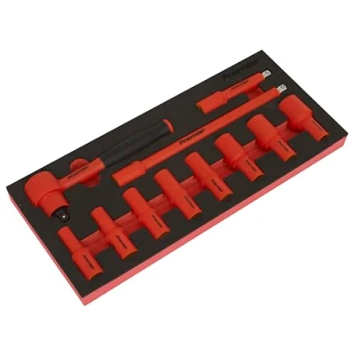 Image of Sealey Premier Insulated Socket Set with Tool Tray 11pc 3/8&quot;Sq Drive VDE Approved