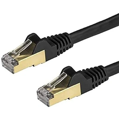 Image of StarTech.com 1 m CAT6a Ethernet Cable 10 Gigabit Shielded Snagless RJ45 100W PoE Patch Cord 10GbE STP Category 6a Network w/Strain Relief Black Fluke Tested UL/TIA Certified (6ASPAT1MBK)
