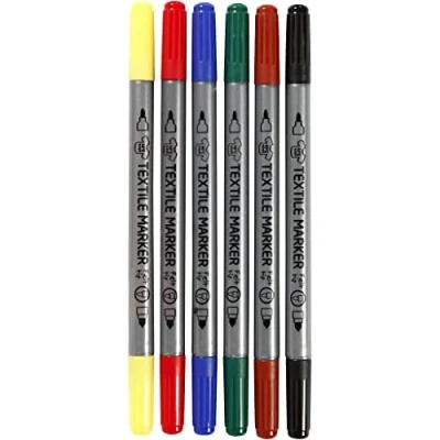 Image of Creativ Company 6 Piece Fabric Markers, Assorted Colors