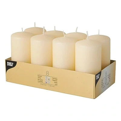 Image of Papstar Pillar Candles Ø 50 X 100mm, Pack of 8