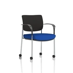 Image of Brunswick Deluxe Black Fabric Back Chrome Frame Seat Blue + Arms
