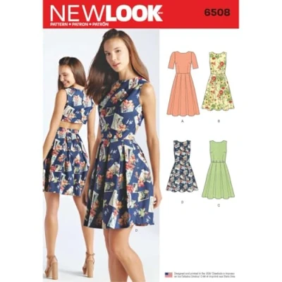 Image of Simplicity New Look Pattern 6508 Women’s Dress with Open or Closed Back Variations, Paper, White, 22 x 15 1 cm