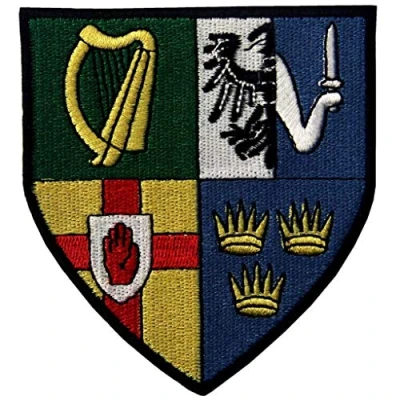 Image of Ireland Provinces Shield Emblem Irish Coat of Arms Flag Embroidered Iron On Sew Patch
